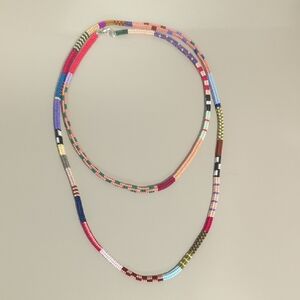 Multicolor Seed Bead Layered Necklaces - Two Piece